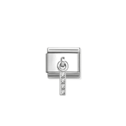 Nomination Composable Classic CZ Letter I Pendant Link Charm with white Cubic Zirconia