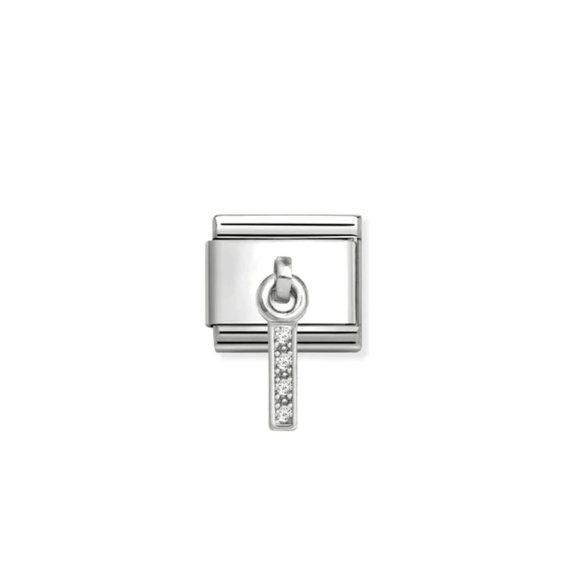 Nomination Composable Classic CZ Letter I Pendant Link Charm with white Cubic Zirconia