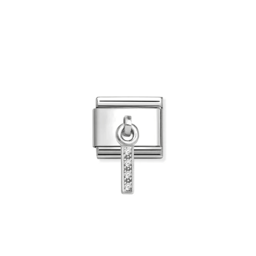 Nomination Composable Classic CZ Letter I Pendant Link Charm with white Cubic Zirconia