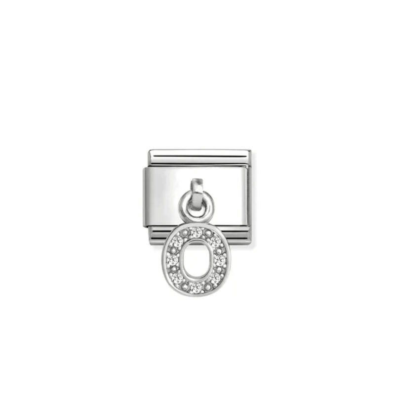 Nomination Composable Classic CZ Letter O Pendant Link Charm with white Cubic Zirconia