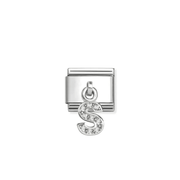 Nomination Composable Classic CZ Letter S Pendant Link Charm with white Cubic Zirconia
