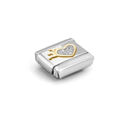 Nomination Composable Classic Glitter Heart Crown Link charm angled view
