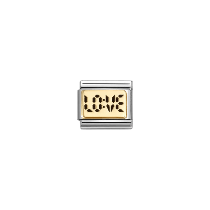 Nomination Composable Classic Gold Digital Love Link Charm with black engraved lettering