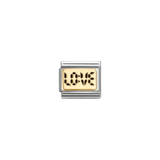Nomination Composable Classic Gold Digital Love Link Charm with black engraved lettering