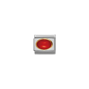 Nomination Composable Classic Gold Red Coral Oval Link Charm with polished red stone