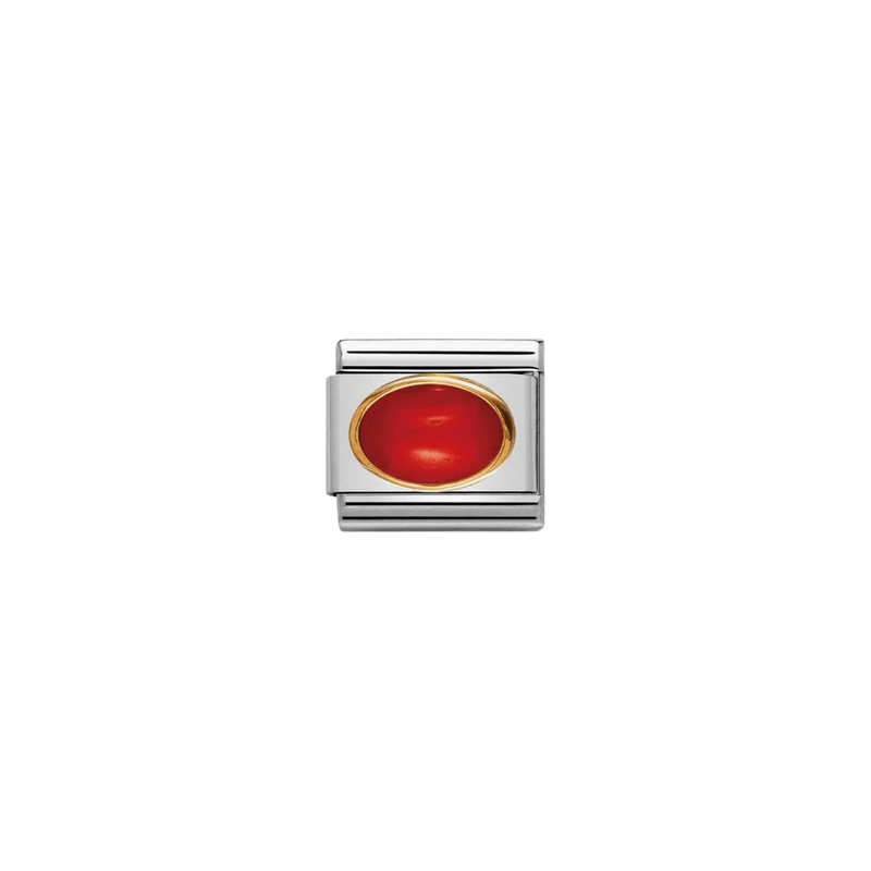 Nomination Composable Classic Gold Red Coral Oval Link Charm with polished red stone