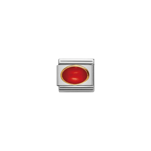 Nomination Composable Classic Gold Red Coral Oval Link Charm with polished red stone