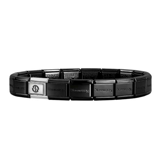 Nomination Composable Classic Gunmetal Black Starter Bracelet with sterling silver NN logo link