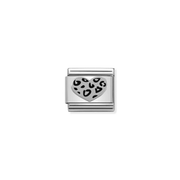 Nomination Composable Classic Leopard Heart Silver Link charm front view
