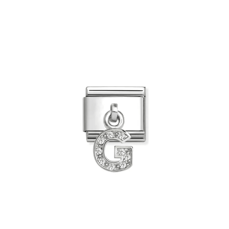 Nomination Composable Classic Letter G CZ Pendant Link charm front view
