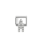 Nomination Composable Classic Letter H Pendant Link charm with white Cubic Zirconia
