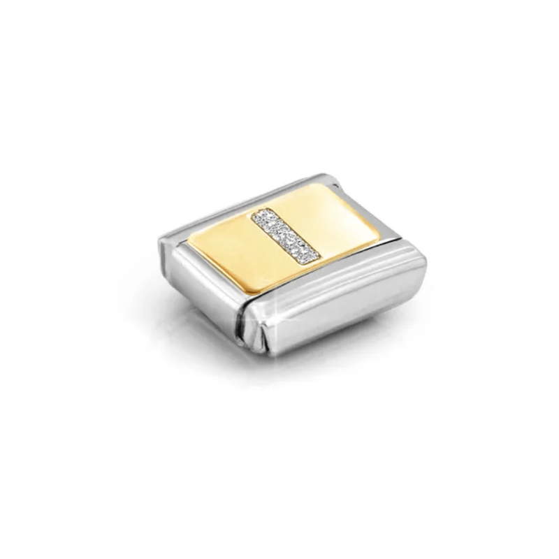 Nomination Composable Classic Letter I Silver Glitter Link charm angled view