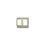 Nomination Composable Classic Letter I Silver Glitter Link charm front view
