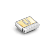 Nomination Composable Classic Letter U Silver Glitter Link charm angled view