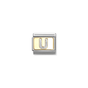 Nomination Composable Classic Letter U Silver Glitter Link charm front view
