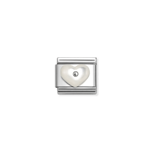 Nomination Composable Classic Link with white Mother of Pearl heart charm front view
