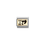 Nomination Composable Classic Link “YOU & ME” puzzle heart charm with black engraving and yellow gold detail