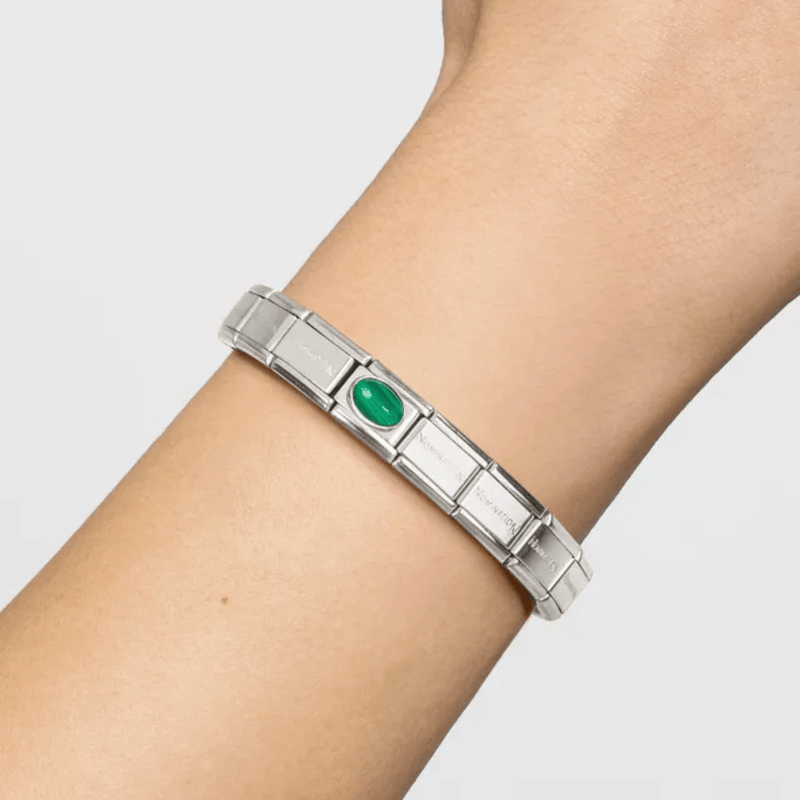 Nomination Composable Classic Malachite Stone Link worn on bracelet
