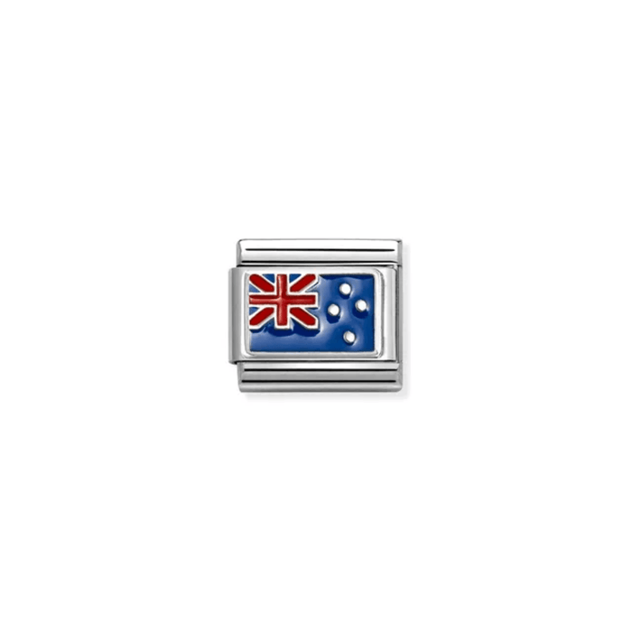 Nomination Composable Classic New Zealand Flag Link charm with blue red and white enamel
