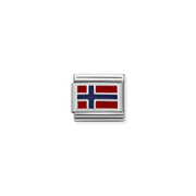 Nomination Composable Classic Norway Flag Link charm with red white and blue enamel
