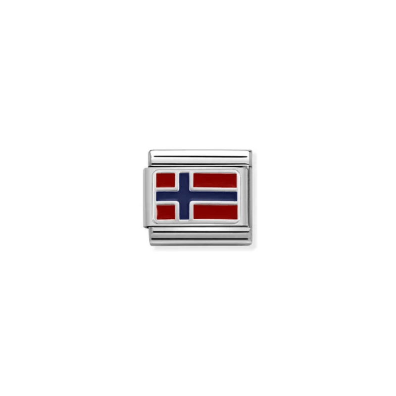 Nomination Composable Classic Norway Flag Link charm with red white and blue enamel
