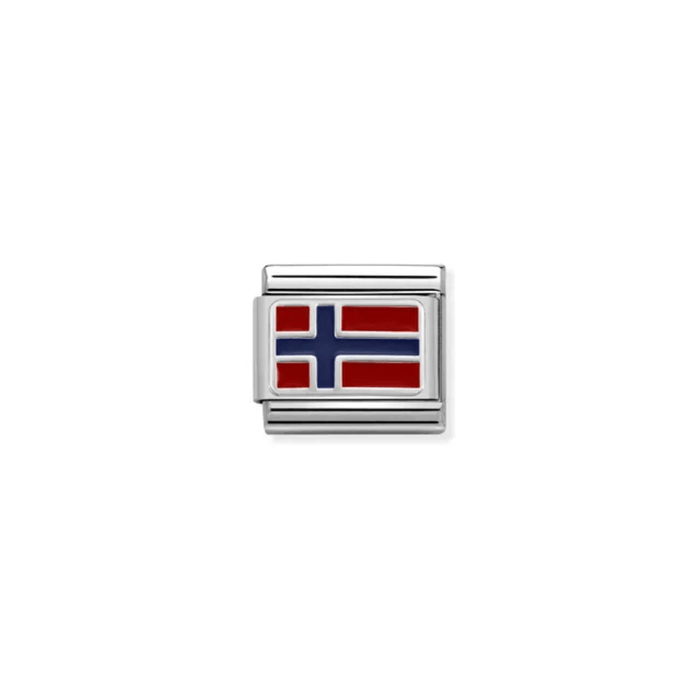 Nomination Composable Classic Norway Flag Link charm with red white and blue enamel
