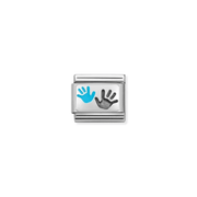 Nomination Composable Classic Parent Child Hands Blue Link charm with blue enamel
