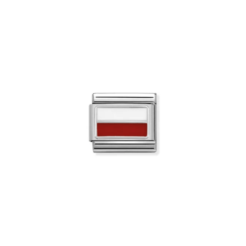 Nomination Composable Classic Poland Flag Link charm with red and white enamel
