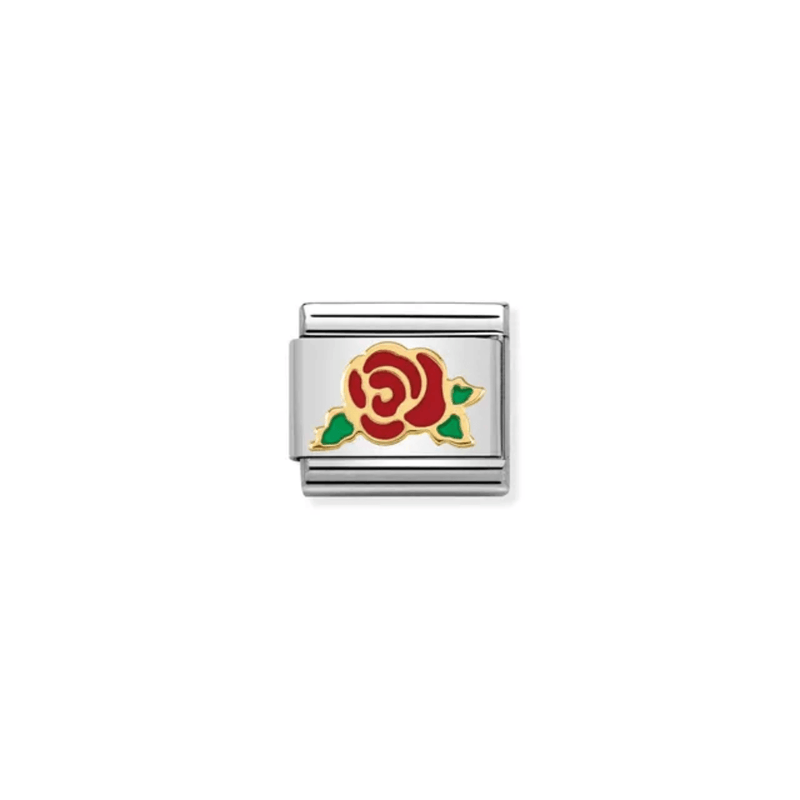 Nomination Composable Classic Red Rose Enamel Link charm front view
