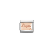 Nomination Composable Classic Rose Gold Daughter Heart Link Charm with engraved heart detail