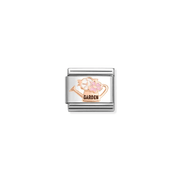 Nomination Composable Classic Rose Gold Garden Watering Can Link Charm with hand-applied enamel flowers