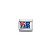 Nomination Composable Classic Silver Australia Flag Link Charm with blue red and white enamel
