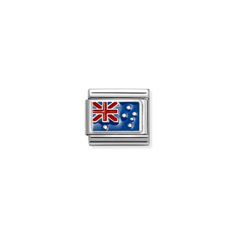 Nomination Composable Classic Silver Australia Flag Link Charm with blue red and white enamel