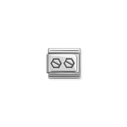 Nomination Composable Classic Silver Double Hexagonal Screws Link Charm with oxidised detail