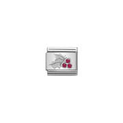 Nomination Composable Classic Silver Holly Christmas Link Charm with red Cubic Zirconia berries
