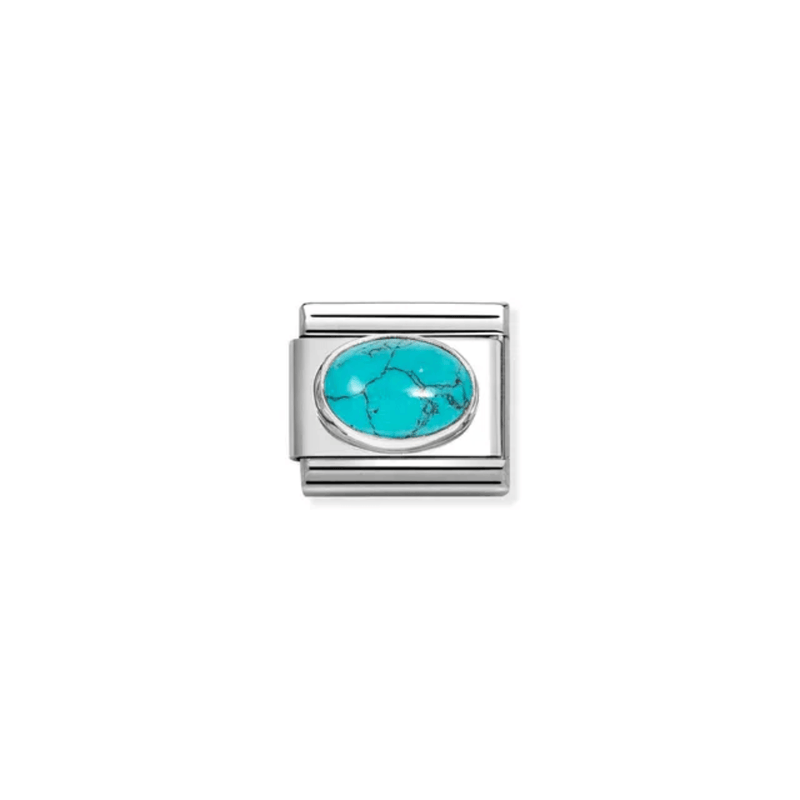 Nomination Composable Classic Veined Turquoise Stone Link charm front view
