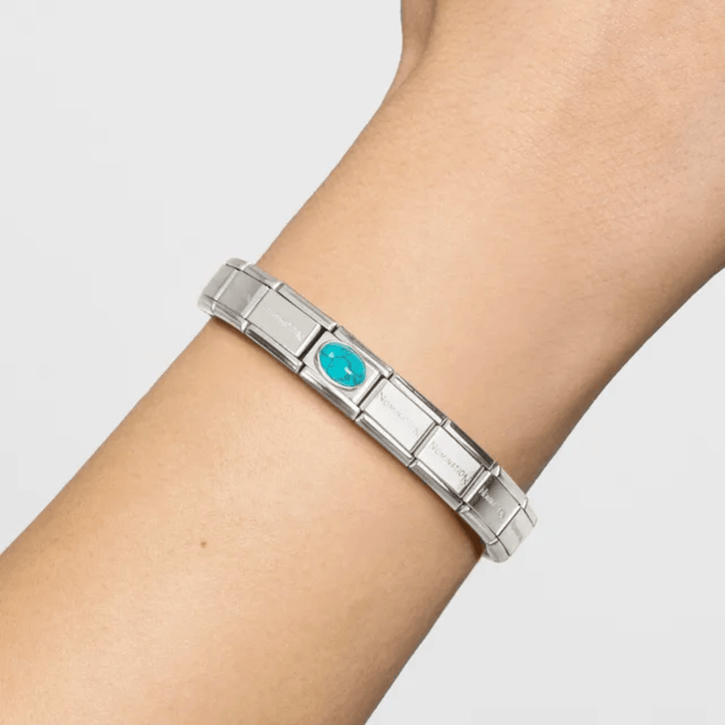 Nomination Composable Classic Veined Turquoise Stone Link worn on bracelet
