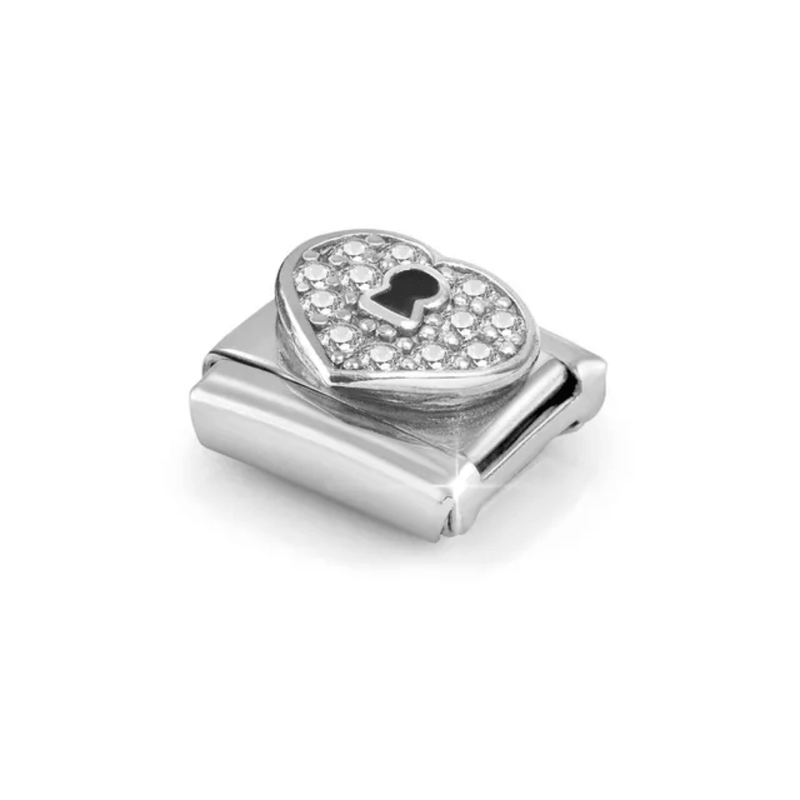 Nomination Composable heart keyhole charm with Cubic Zirconia detail

