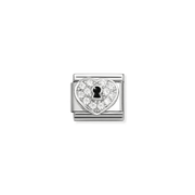 Nomination Composable CZ Heart Keyhole Charm in silver with white stones
