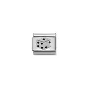 Nomination Composable dice charm in sterling silver and black enamel