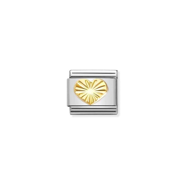Nomination Composable Classic Link with yellow-gold etched heart on stainless steel