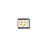Nomination Composable Classic Link with etched four-leaf clover in yellow gold on stainless steel