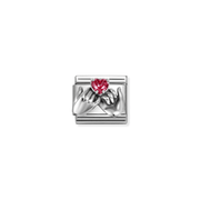 Nomination Composable Classic Hands and Red Heart charm in oxidised silver with red Cubic Zirconia