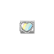 Nomination Composable Pastel Stripe Heart Charm in silver with enamel detail
