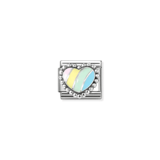 Nomination Composable Pastel Stripe Heart Charm in silver with enamel detail
