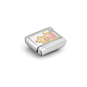 Nomination Composable Perfume and Flower Charm in gold with pink enamel
