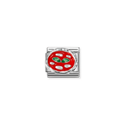 Nomination Composable pizza charm in silver with red and green enamel