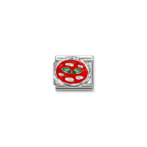 Nomination Composable pizza charm in silver with red and green enamel