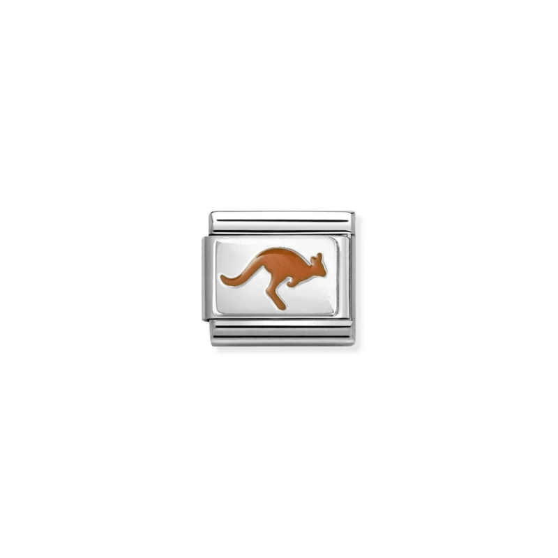 Nomination Composable silver kangaroo charm with brown enamel