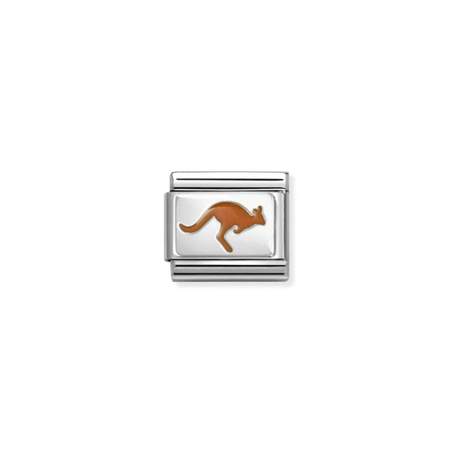 Nomination Composable silver kangaroo charm with brown enamel